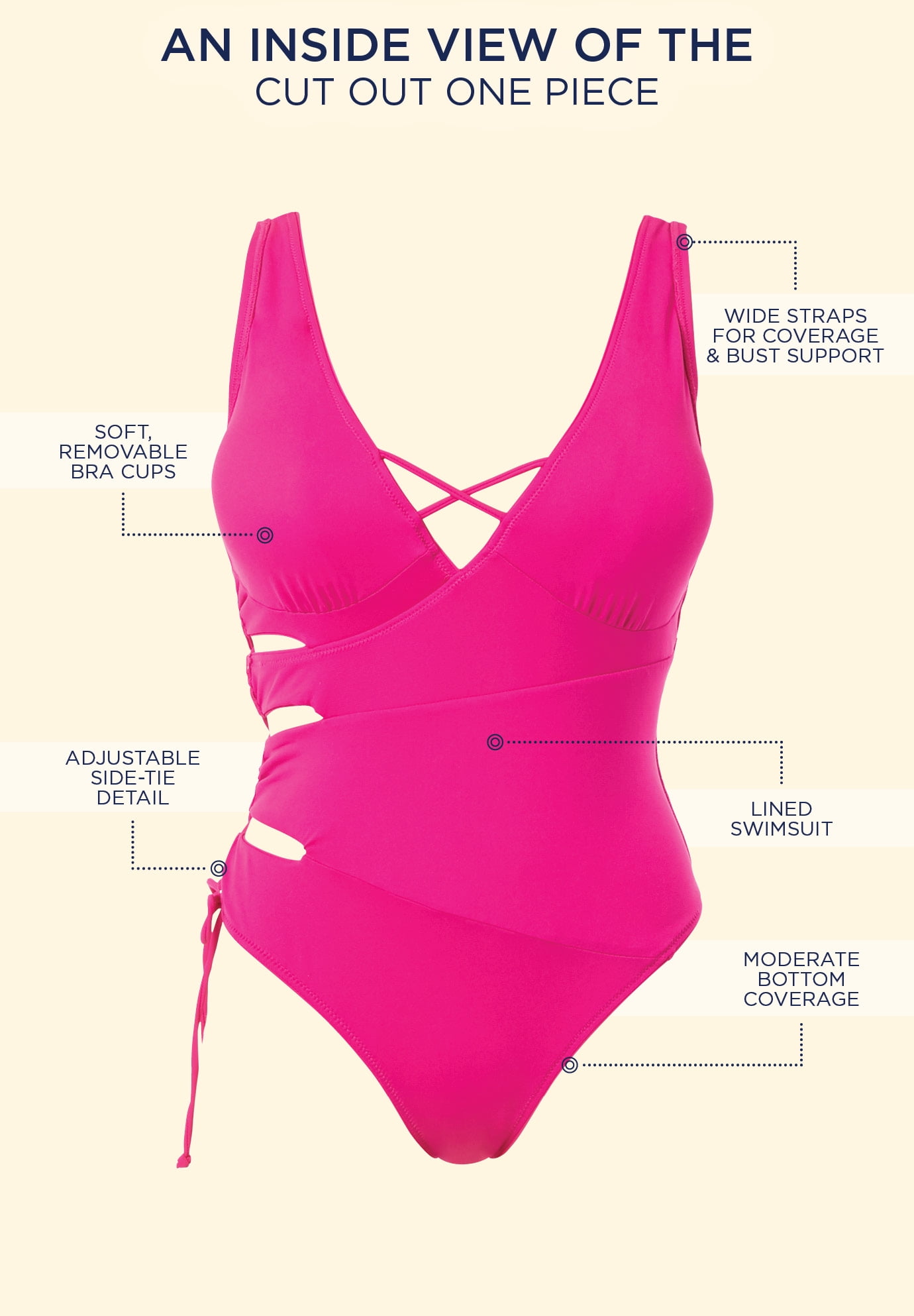 Swimsuits For All Women's Plus Size Cut Out One Piece Swimsuit 14 Chill Pink