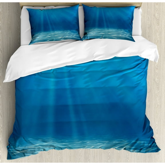 Ambesonne Ocean Duvet Cover Set, Underwater Wilderness, King, Blue Turquoise