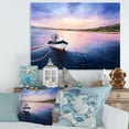thumbnail image 2 of Designart ' VIbrant Sunset Over Fishing Boat By The Shore ' Lake House Canvas Wall Art Print, 2 of 4