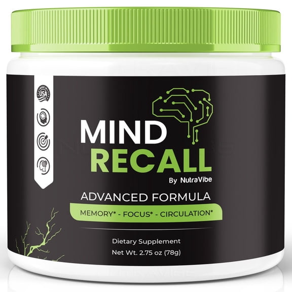 Mind Recall – Daily Formula with a Natural Blend to Help Maintain Focus, Memory & Concentration | Clean, Gentle, Easy-to-Take Powder for Everyday Sharpness (30 Servings)