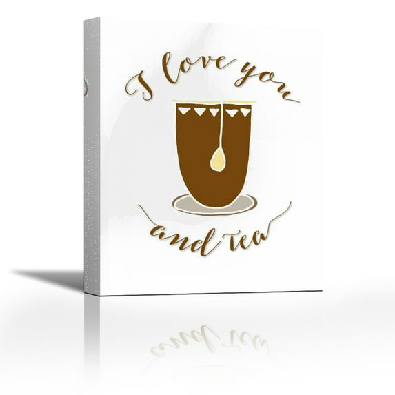 I Love You and Tea - Contemporary Fine Art Giclee on Canvas Gallery Wrap - wall décor - Art painting - 22 x 28 Inch - Ready to Hang