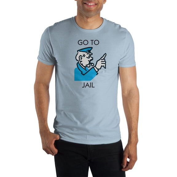 Monopoly Board Game Go To Jail Mens Blue Graphic Tee-XX-Large