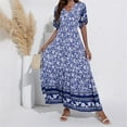 thumbnail image 2 of Robes pour Femmes Style Bohème Manches Courtes Imprimé Floral Décontracté Soirée d'Été Robe Maxi, 2 of 4