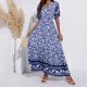 thumbnail image 1 of WILLBEST Faldas Para Mujer Vestido Largo Africano Con Estampado Floral De Manga Corta Estilo Bohemio Para Mujer, 1 of 3