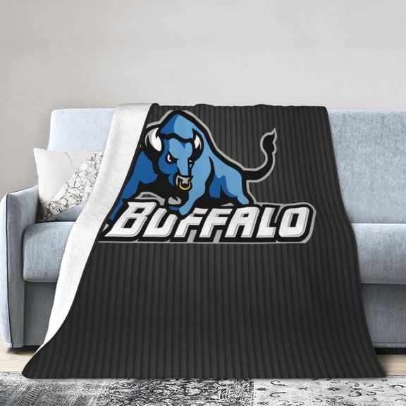 University At Buffalo Logo Fleece Blanket, Very Soft Microfiber Flannel Blanket for Couch Warm and Cozy for All Seasons
