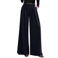 thumbnail image 4 of Womens Spring Wide Leg Trousers Loose Pleated Long Flowy Palazzo Work Pants with Pockets XL, 4 of 10