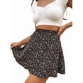 thumbnail image 3 of Women'S Summer Flowy Mini Skirt Basic Casual High Waisted Flared Mini Beach Skirts Black XL, 3 of 9