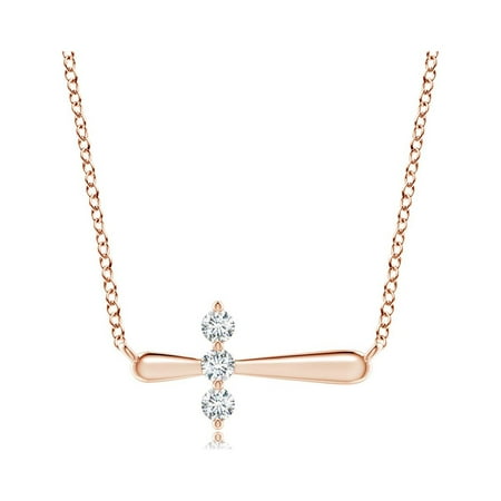 ANGARA Lab Grown Diamond Sideways Cross Necklace for Women in 14K Rose Gold (Size-2mm| Color-F-G| Clarity-VS) | April Birthstone Anniversary Jewelry Gift for Women | Lab-Grown Diamond Necklace