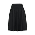 thumbnail image 4 of Mrat Linen Skirt Women Midi Skirt with Pockets Below the Knee Length Ruched Waisted Flowy Midi Skirt Cute Skirts for Women S-100 Black 3XL, 4 of 7