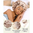 thumbnail image 2 of Double Layer Satin Hair Bonnet with Tie Band, Reversible Silk Sleep Cap, Soft Breathable Night Hair Wrap for Curly Natural Hair Daily Hair Care, 2 of 8