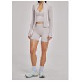 thumbnail image 3 of PISONIC Workout Sets for Women 3 Piece Long Sleeve Zip Up Jacket, V-neck Cami Tank Top, High Waisted Yoga Shorts Gym Athletic Sets, 3 of 6