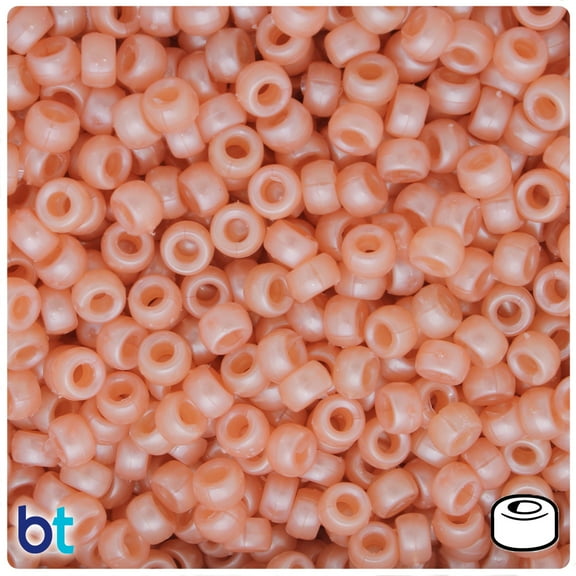 BeadTin Peach Pearl 6.5mm Mini Barrel Pony Beads (1000pcs)