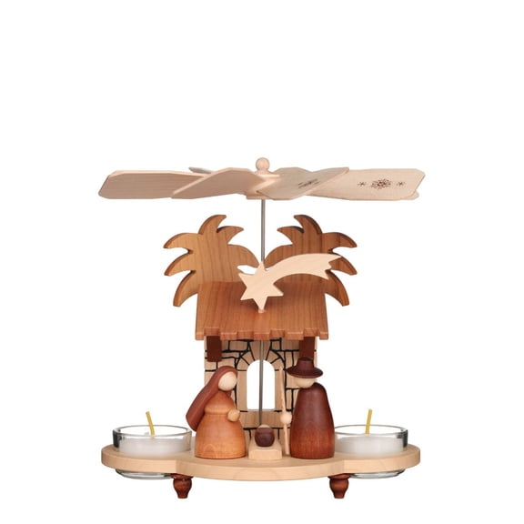 Alexander Taron 7.5" Brown and Black Christian Ulbricht Holy Family Scene Pyramid Candle Holder