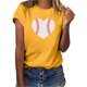 thumbnail image 1 of Gibobby Casual Playera de Manga Corta para Mujer Mujeres Casual Béisbol Impresión Mangas Cuello Redondo Camiseta Suelta Blusa Tops(Amarillo,CH), 1 of 4