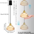 thumbnail image 3 of FSLiving Adjustable Height Rechargeable Battery Operated Pendant Light with Remote Control, 6.5 Ft Cord, Timer Dimmable Wood Socket Chandeliers Handmade Ribbed Amber Glass for Courtyard Nightstand, 3 of 7