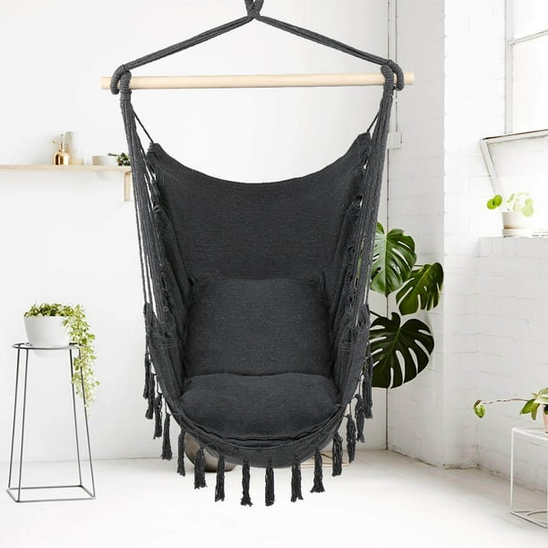 Enyopro Hammock Chair Macrame Swing Bohemian Large Cotton Rope Hanging For Bedroom Patio Porch Deck Yard Garden Weave Gray Ja1124 Com Enyopro Hammock Chair Macrame Swing, Swinging Hammock Chair For Bedroom