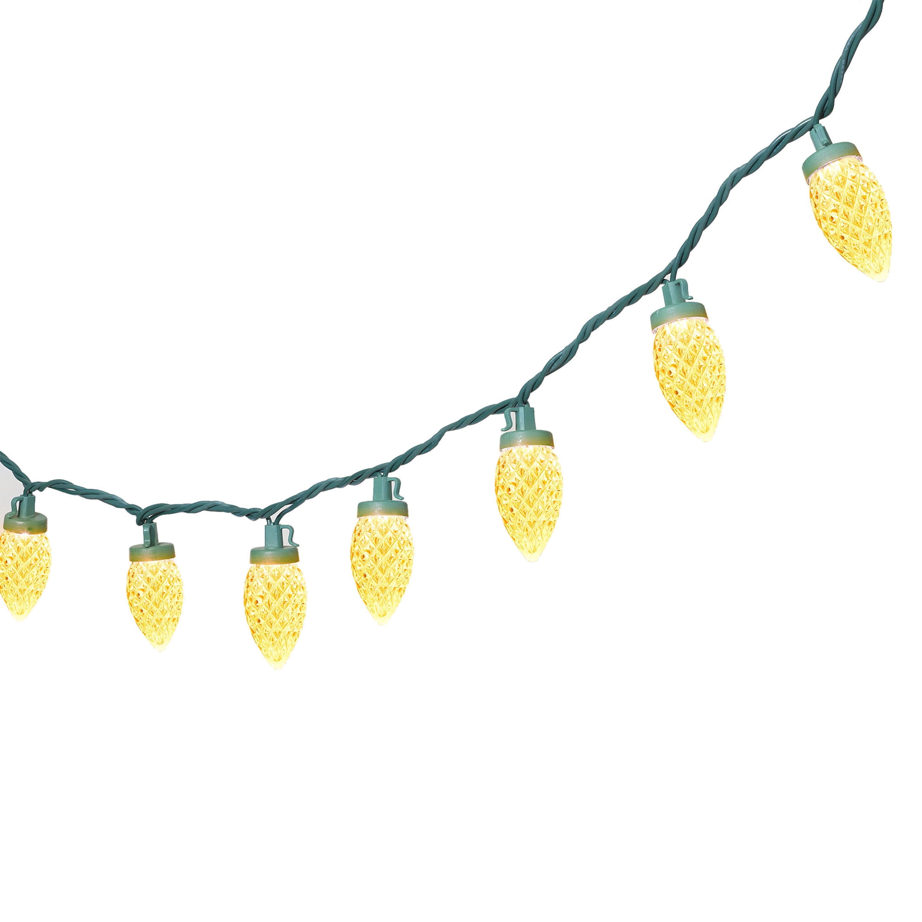 Indoor/Outdoor 100-Count LED Diamond-Cut C9 Christmas String Lights, Warm White, Green Wire, 58.5', by Holiday Time
