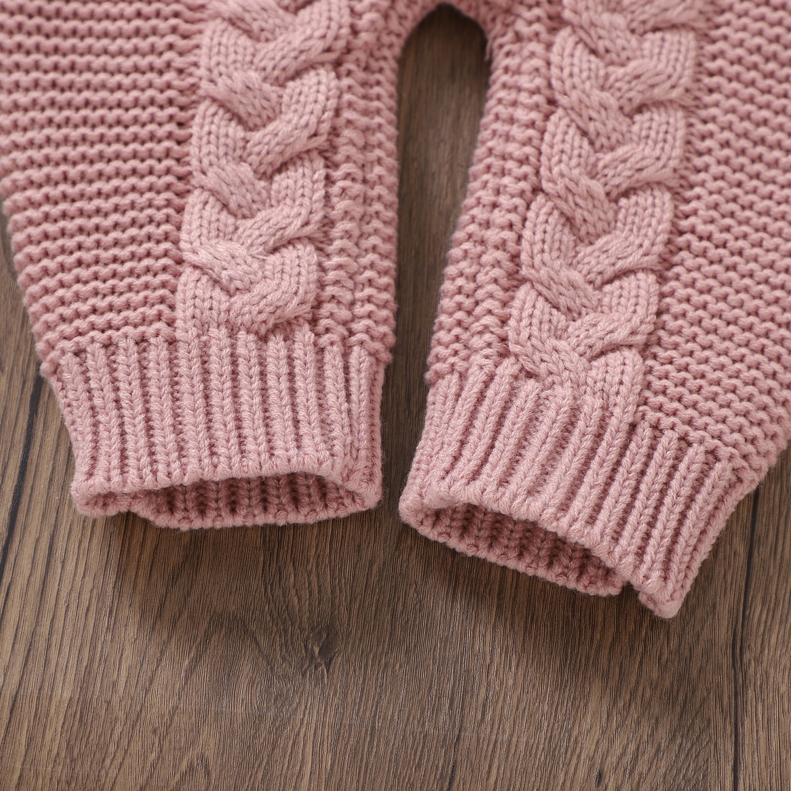 FYMNSI Newborn Baby Girl Boy Hooded Romper Infant Button Down Knitted Jumpsuit Fall Winter Clothes 0-3 Months Pink