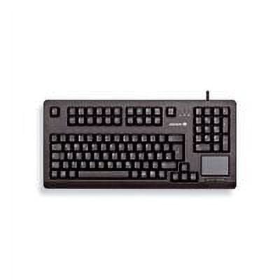 cherry compact qwerty mechnical usb keyboard with touchpad - 104 keys, 16" wide, black (g80-11900lumeu-2)