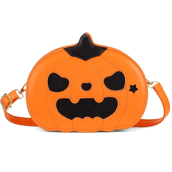Deago Women Pumpkin Shoulder Bag Novelty Devil Crossbody Purse PU Leather Halloween Trick or Treat Purses and Handbags