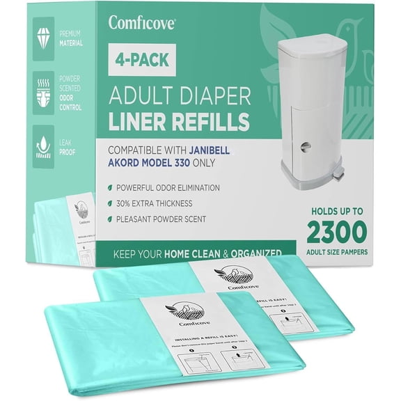 4 Pack Adult Diaper Liner Refills, Compatible with Janibell XIULIN 330 Model, Adult Diaper SyXIULIN to Eliminate Waste, Odor Resistant by XIULIN