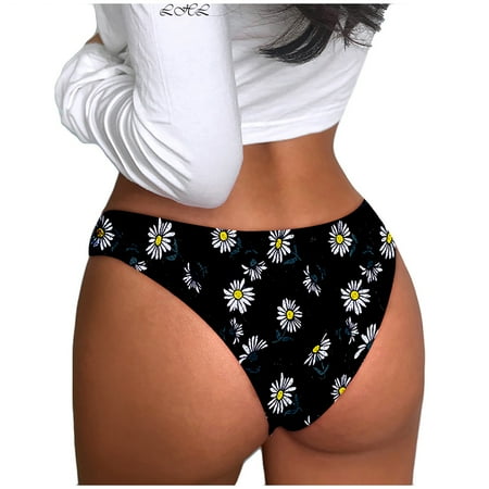 

WZHKSN Women S Print Panties Black No Trace Briefs 1-Pack