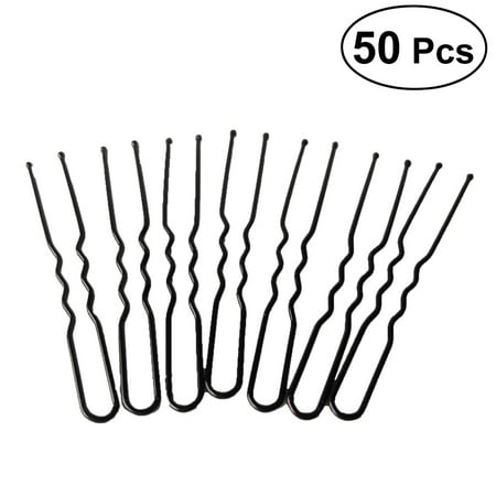 Pixnor 50pcs Bobby Hair Pins U Shaped Black Metal Hair Clips DIY Hairstyle for Buns, Updo Hairstyles