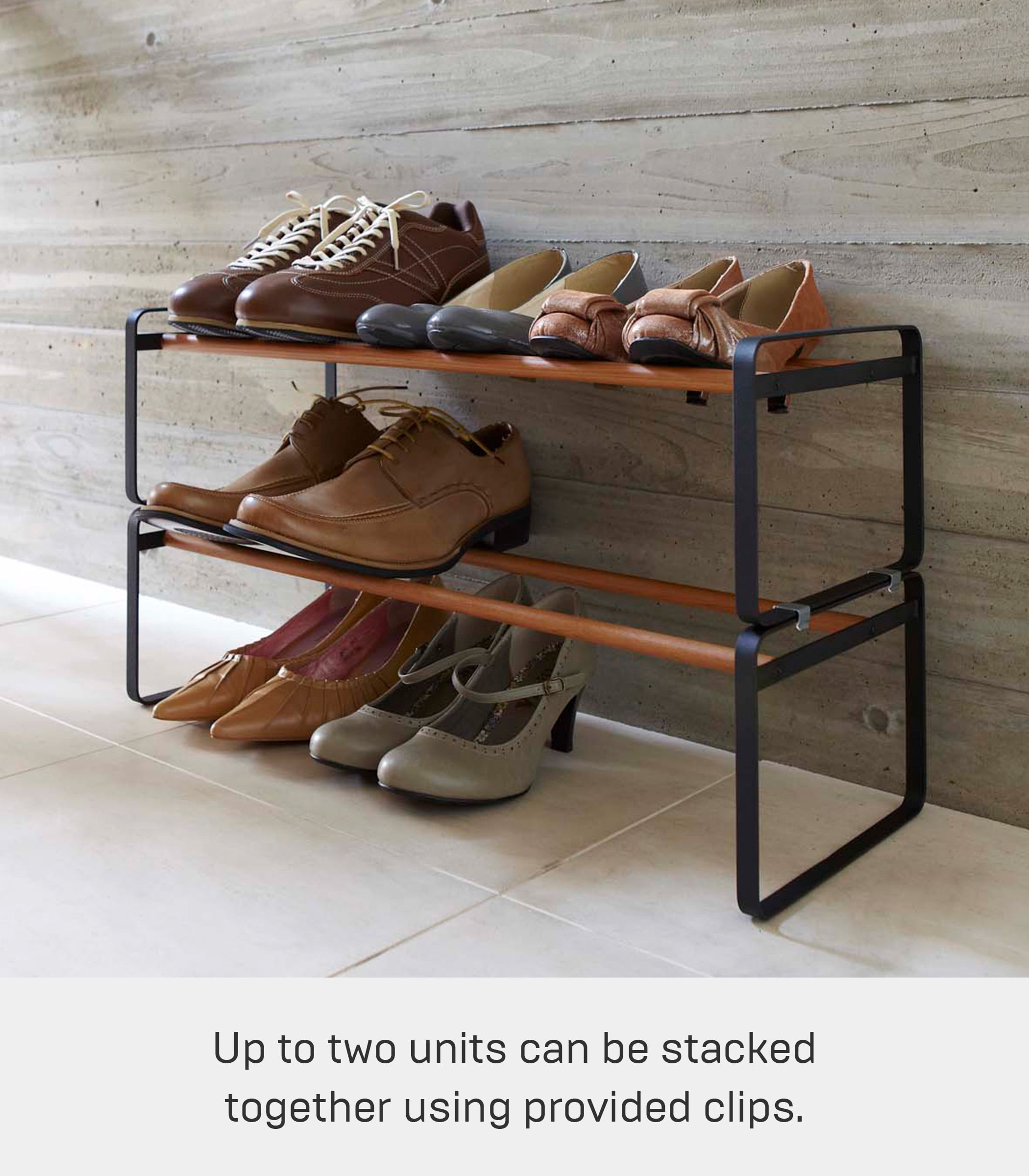 交換無料！ Yamazaki Home Stackable Shoe Rack, White, Steel, Holds up to スチールラック・メタルラック
