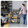 thumbnail image 5 of 3 Tier Rolling Tool Cart on Wheels, 440 LBS Capacity Heavy Duty Metal Utility Cart Wagon, Industrial Service Tool Cart Storage Organizer for Mechanics, Garage, Warehouse, 5 of 7