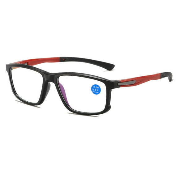 Men's Blue Light Blocking Sports Red Reading Glasses 2.50 Ultra-light Two-tone Presbyopic Glasses Square Readers  2.50