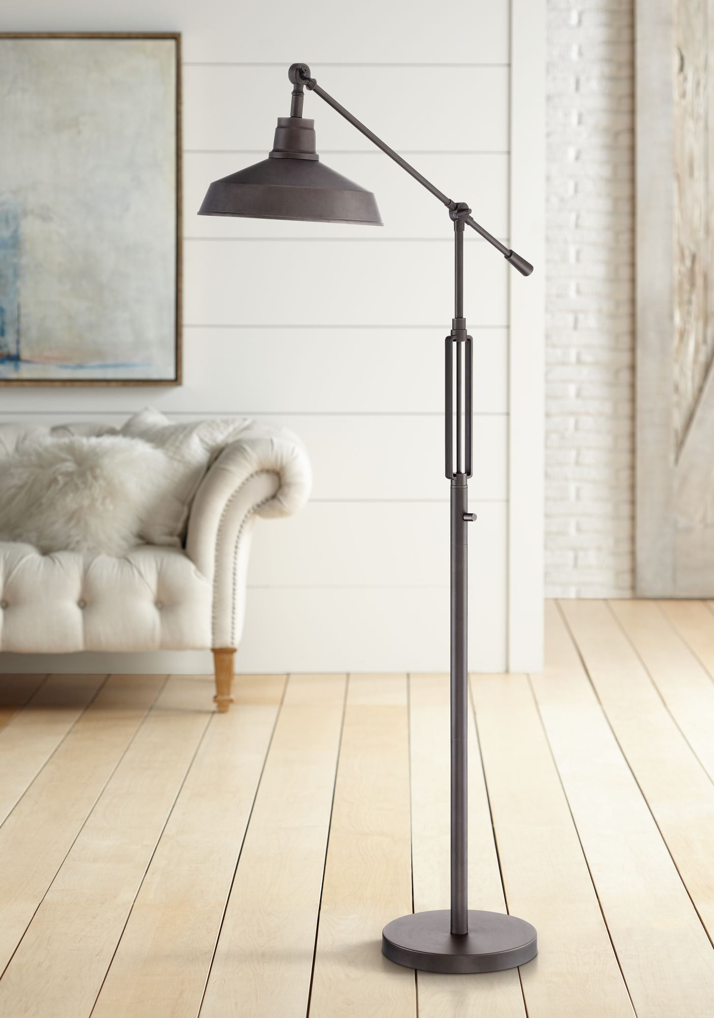 Franklin Iron Works Industrial Downbridge Floor Lamp Led Oil Rubbed