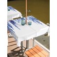 thumbnail image 2 of Outdoor Tablecloths with Umbrella Hole & Zipper, Navy Blue 54x54 Inch Square Tablecloths, Summer Botanical Leaves Watercolor Waterproof Table Cloth, Patio/Pool/Picnic Table Covers, 2 of 8