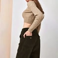 thumbnail image 6 of ibiyuan Corduroy Pants Women Wide Leg Corduroy Pants for Women Casual Work Pants Straight Leg Elastic Waist Solid Color Harem Pants with Pockets,Coffee, 6 of 6