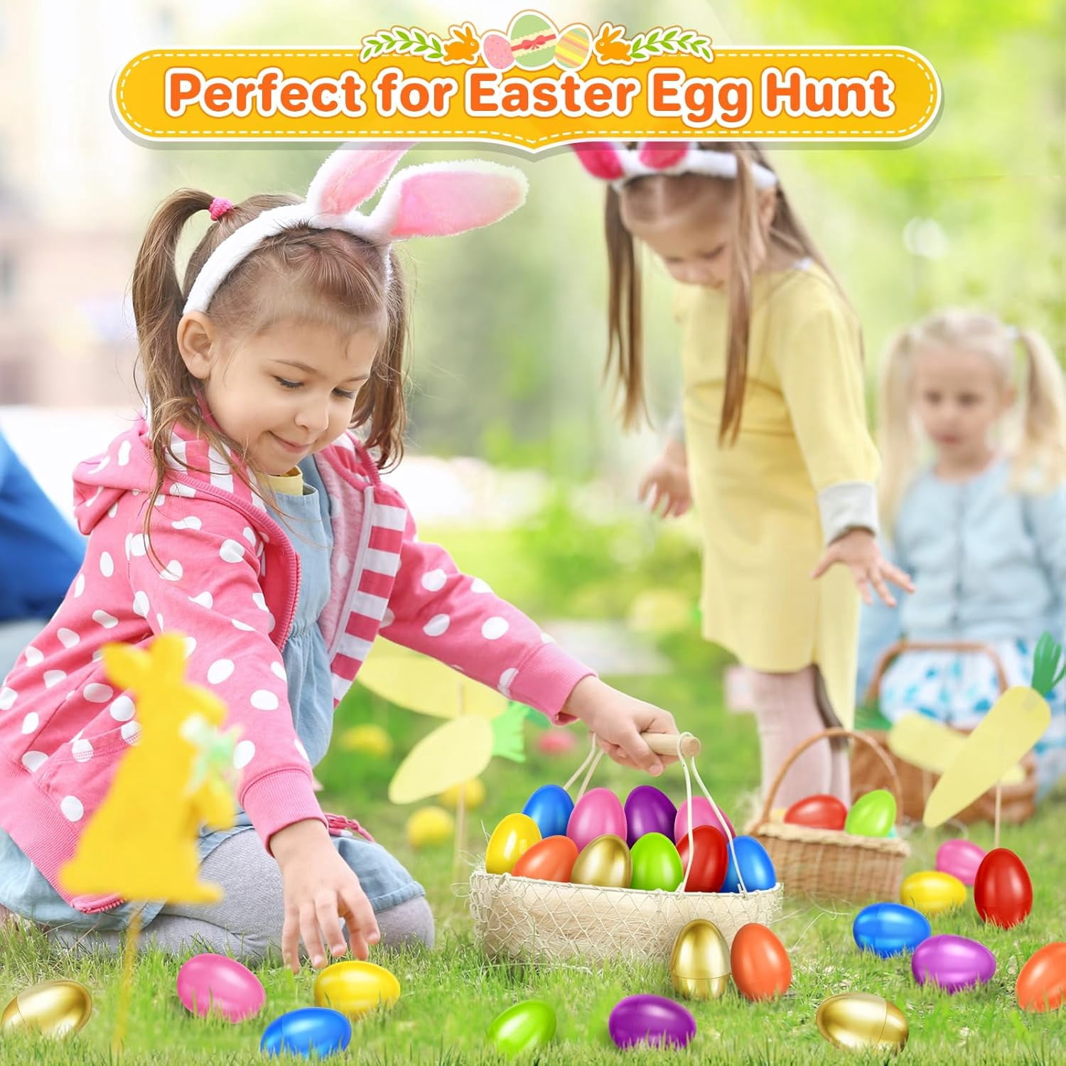 2.3” Unfilled Easter Eggs, 2000 pcs Colorful Egg Plus 24 Golden Egg, Empty Plastic Eggs Fillable with Candy, Treats, Presents for Toy Basket,Easter Decorations, Easter Egg Hunt
