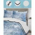 thumbnail image 4 of Quilts Full Size Bedding Set, Shabby Navy Blue Lightweight Quilted Comforter, Oil Painting Vintage Art Blue White Soft Reversible Bedspread Coverlet with Pillow Covers for All Season, 78" x 90", 4 of 7