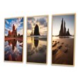 thumbnail image 3 of Designart "Tall Rocks Sculpted by Time Beach Reflection" Beach & Ocean Framed Wall Art Set Of 3 - Brown Coastal Frame Gallery Set For Office Decor, 3 of 6
