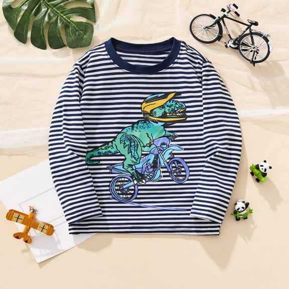 Bnwani Long Sleeve Toddler Shirt Cotton Spring Cotton Crew Neck Casual Printed Tops 3-4t