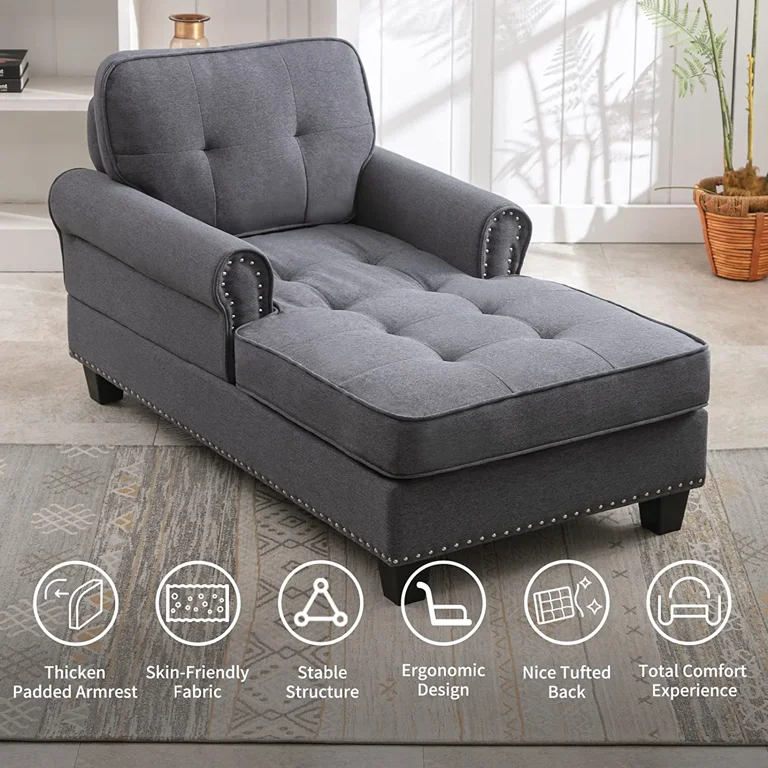 Dark gray chaise lounge deals