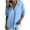 Light Blue0, variant on Women's Solid Linen Blend Shirt, Zip Front Collar Blouse with Chest Pocket, 60% Cotton 40% Linen Short Sleeve Top, Casual Spring Summer Tops S-2XL