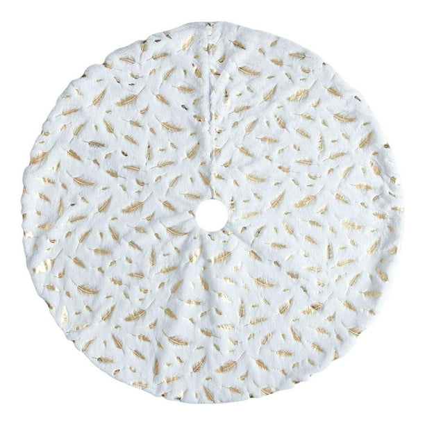 Falda para árbol de Navidad con plumas de poliéster, suave, gruesa, color blanco nieve, rústica Tela de 90cm