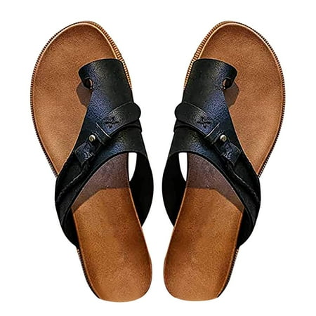 

TTQLVZJGSE Women s Simple Summer Comfortable Lightweight Flat Bottom Slope with Casual Sandals Low-heel European And American Flip Flops And Shoes