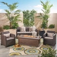 thumbnail image 2 of Christopher Knight Home St. John's Outdoor 5-Seater Wicker Print Chat Set with Fire Pit and Tank Holder by, 2 of 5
