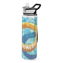 32 Oz Sports Water Bottle with Straws Swimming Circle Tritan Clear Bottles BPA Free Leakproof Cup for Outdoor School Gym Fitness