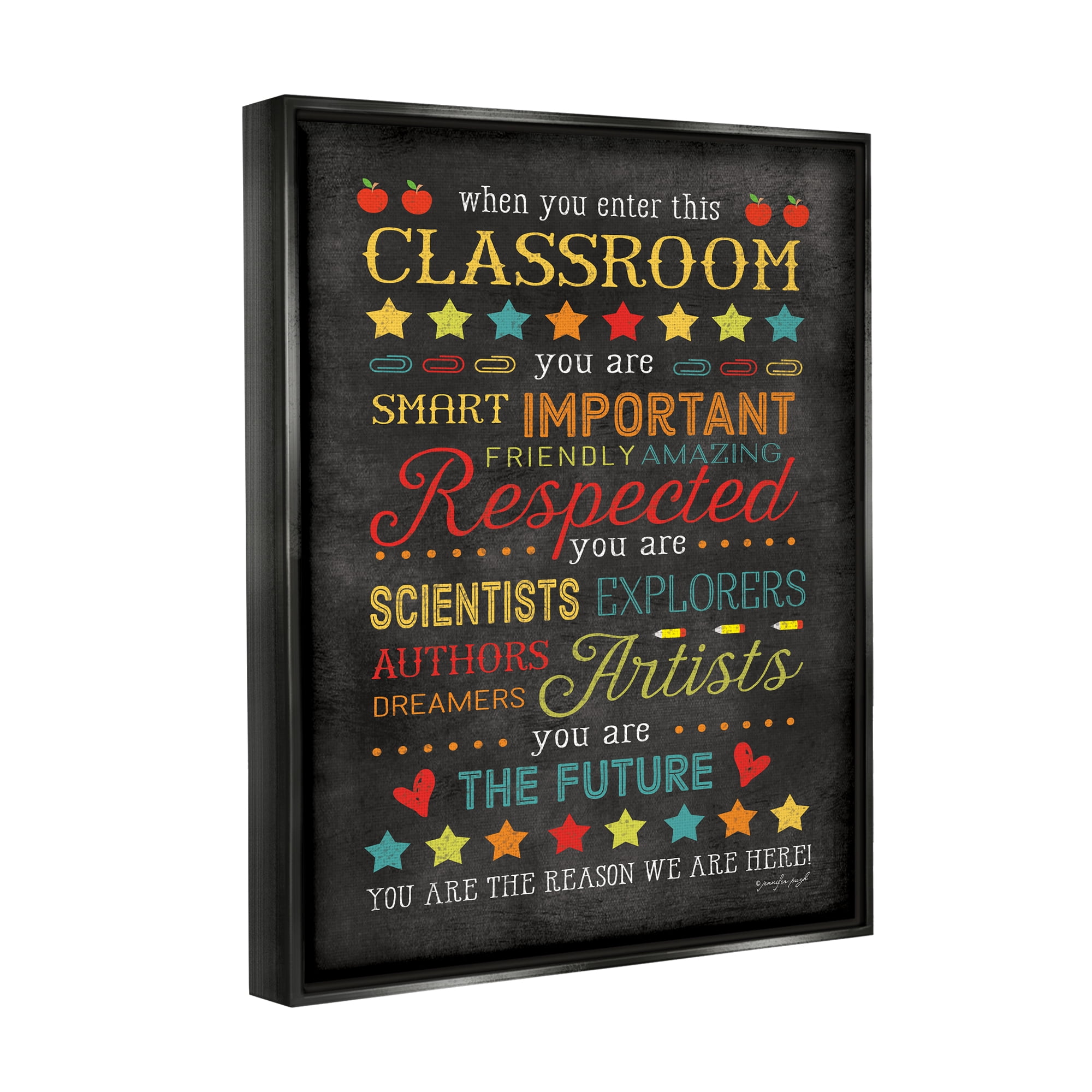 Stupell The Reason We Are Here Classroom Sign Inspirational Painting Black Floater Framed Art Print Wall Art