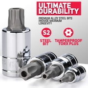 Neiko 10085A Tamperproof Torx Plus Bit Socket Set 12 Piece 8 IPR - 60 IPR 5 Point Star Cr-V and S2 Steel High Impact ABS Blow Molded Case