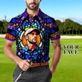 thumbnail image 3 of HOMYGIFTS Custom Face Stained Glass Golf Polo Shirt, Personalized Men’s Short Sleeve Sports Polo with Photo, Colorful Artistic Print, 3 of 10