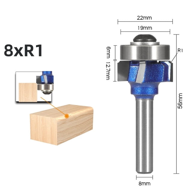 Lefu 6/8MM1/4 Shank 4 Corner Router Bit R1 R2 R3 Trim Edging Woodworking Bit for Wood