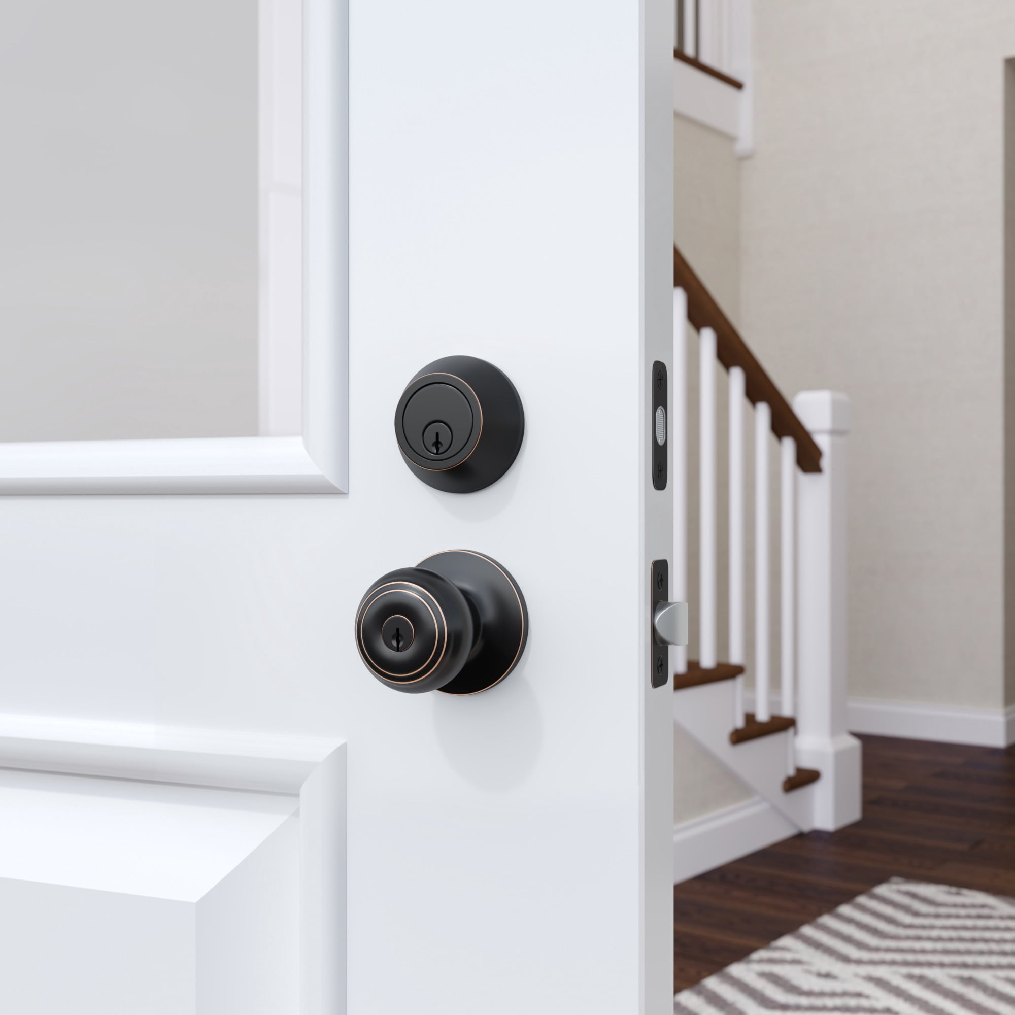 Miseno Mlk1050 Druid Single Cylinder Keyed Entry Door Flat Ridged Knob Set - Nickel