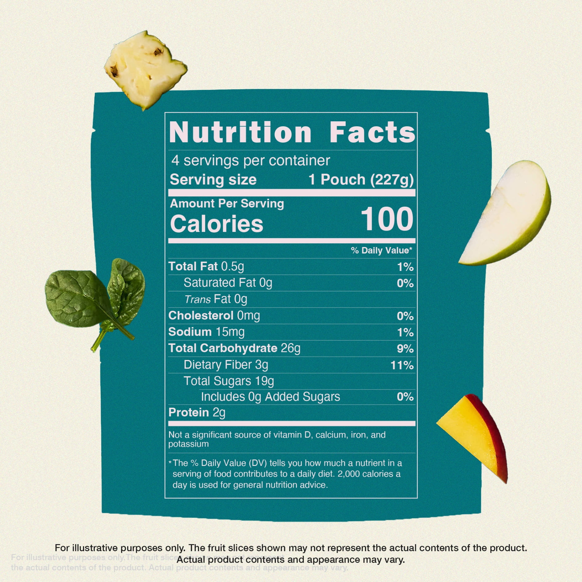 Campoverde Frozen Fruit & Veggie Smoothie Mix, Fit & Wellness, 4 Pre-Portioned Packs, No Added Sugar, 32 oz
