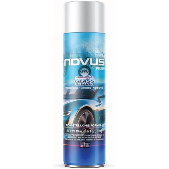 NOVUS 1802 | Glass Cleaner Spray | Powerful Foaming Glass Cleaner, Streak-Free Shine for Home and Auto | Safe for All Glass Surfaces | 19 Ounces (2 Pack)
